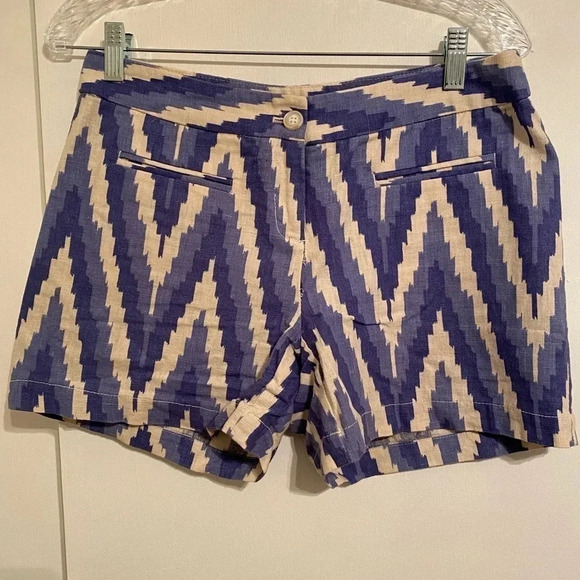 Lenard Women’s Cargo Shorts Blue and Cream Size 4 - Picture 1 of 4